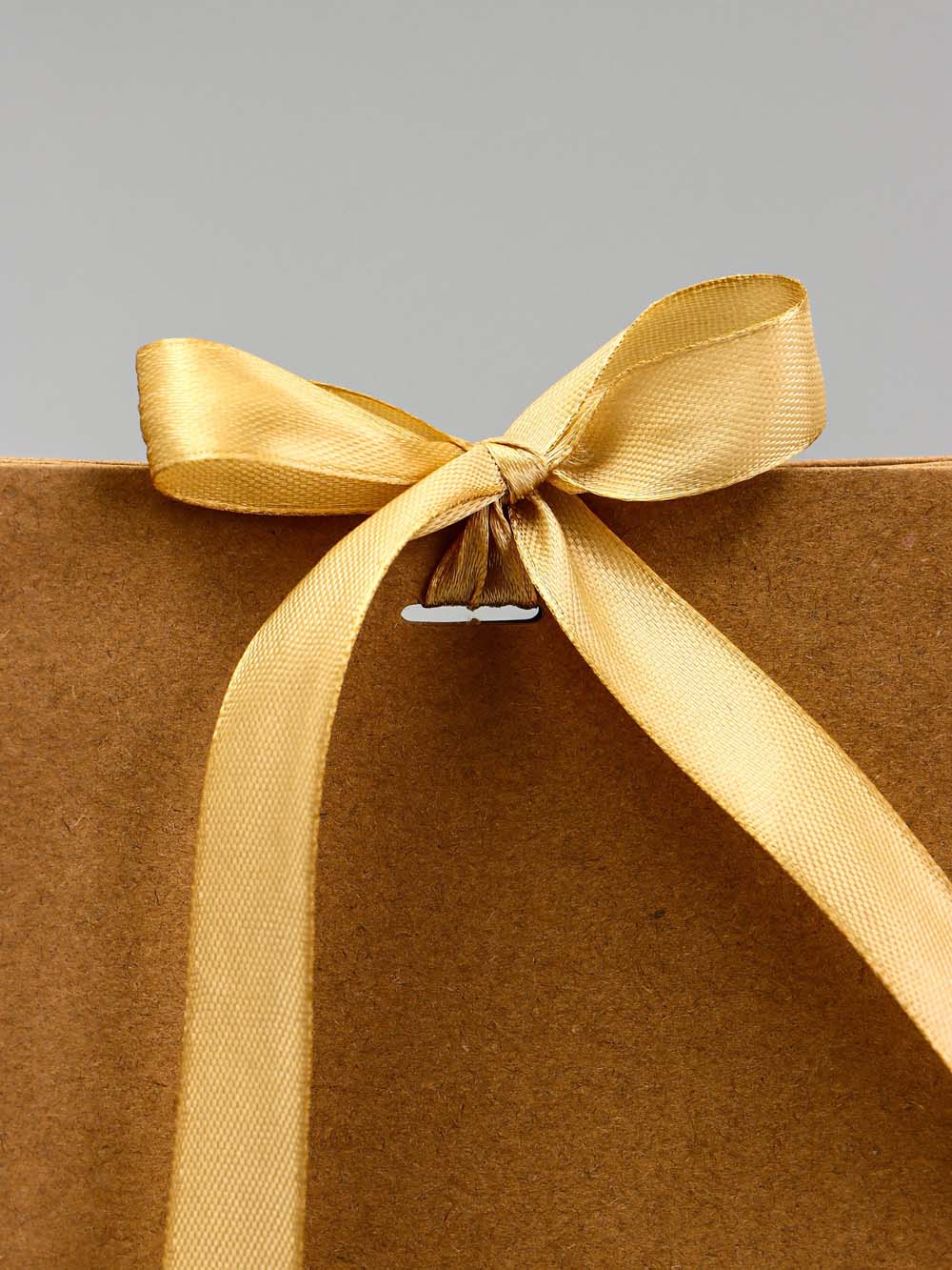 Пакет подарочный коричневый (13х23х7см) с лентой