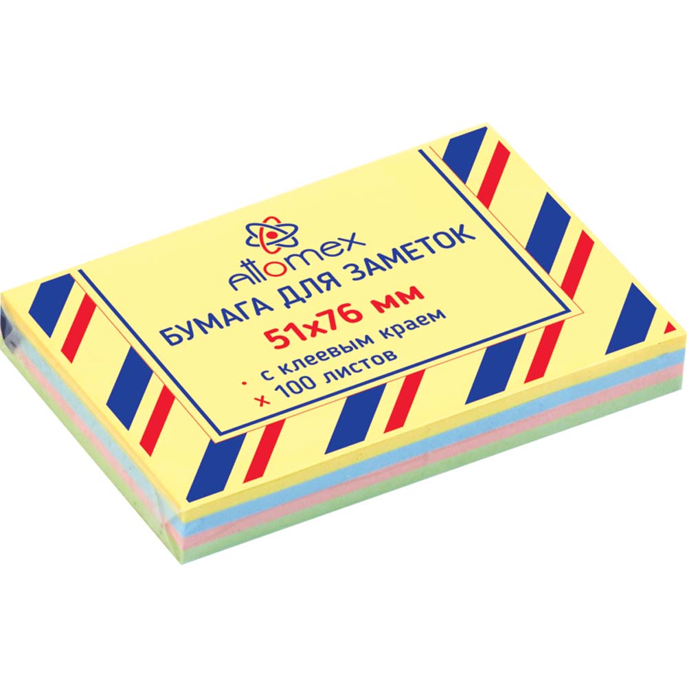 бумага д/зам.с липким краем attomex 51х76 4цв. пастел. 100л. Бумага д/зам.с липким краем attomex 51х76 4цв. пастел. 100л.