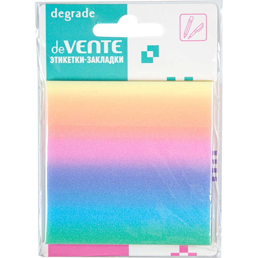 блок д/зам.с липким краем devente "degrade" 76х76 радуж. 50л.пластик Блок д/зам.с липким краем devente "degrade" 76х76 радуж. 50л.пластик