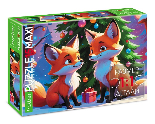 Игра пазлы maxi 15 дет. "милые лисички" (hatber)