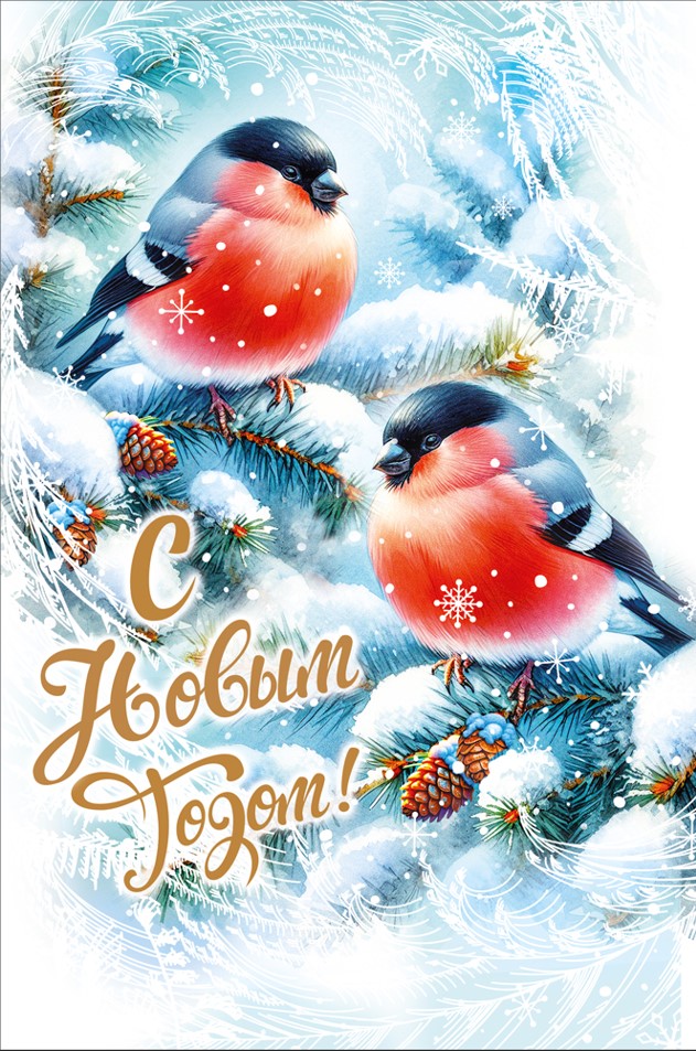 Открытка "с новым годом!" а5 блёстки текст