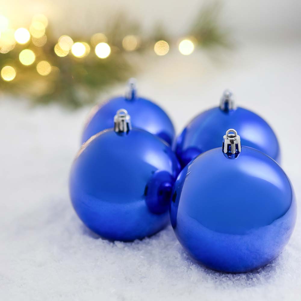 Набор шаров 8см 4шт синий (пластик)