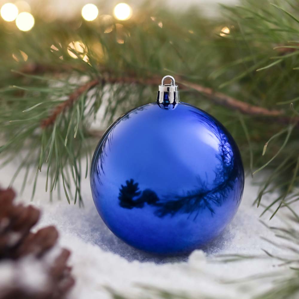 Набор шаров 8см 4шт синий (пластик)