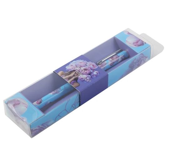 Ручка шар. fiorenzo "девушка с пионами" 0,7мм синяя,в футл.