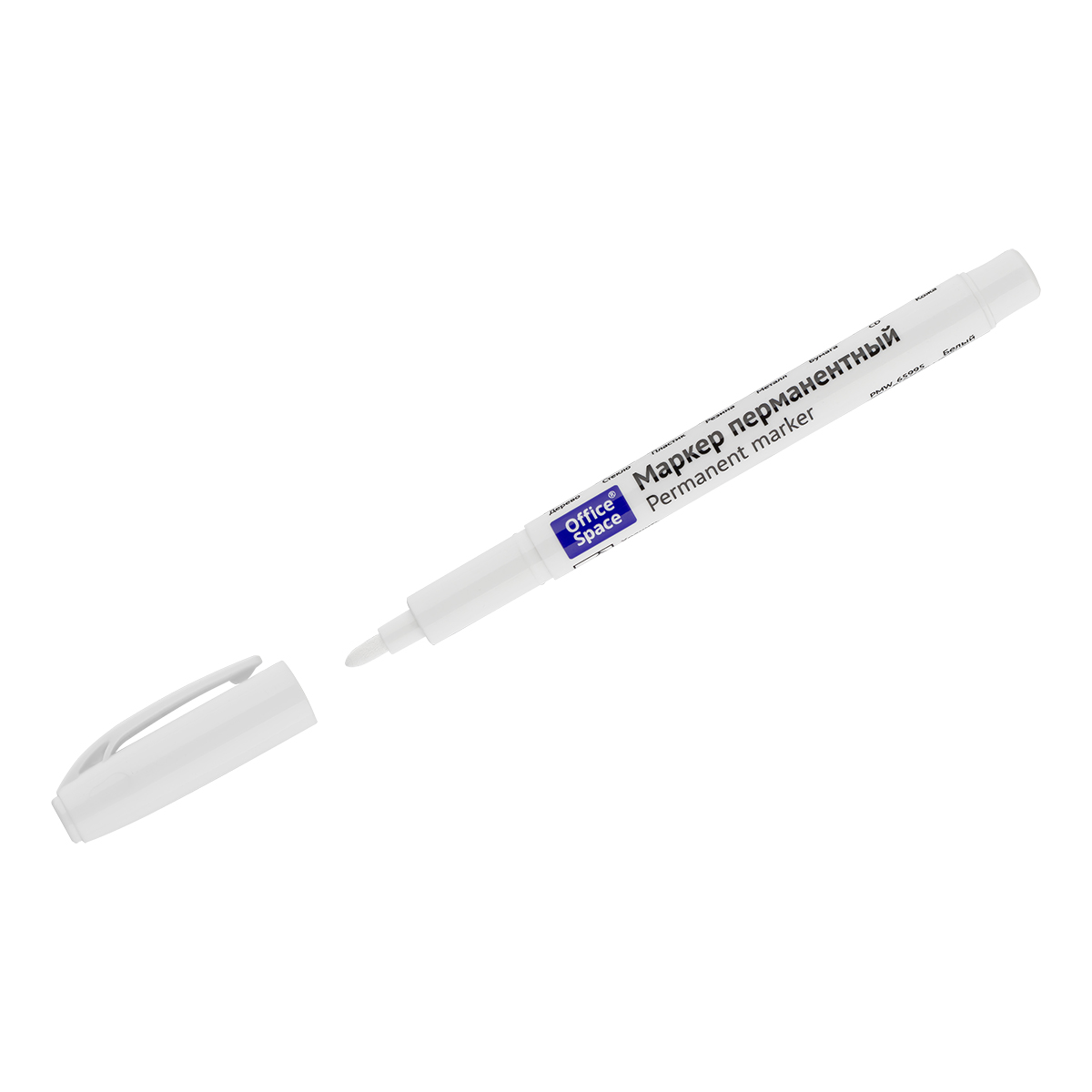 Маркер перманентный office space белый конус 1,0мм