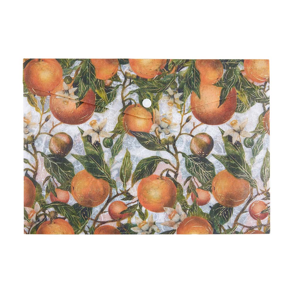 Папка-конверт с кнопк. а4 180мкм bruno visconti "flora. oranges" с рис.