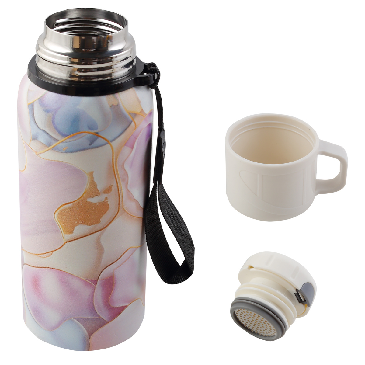 Термос fiorenzo "пастельный флюид" 600мл нерж.сталь асс-т