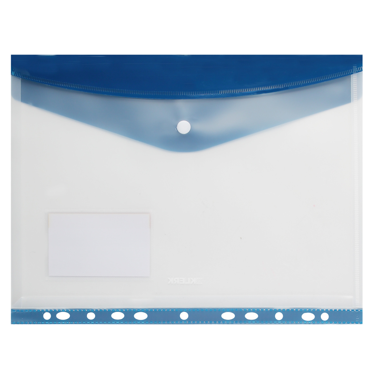 Папка-конверт с кнопк. а4 180мкм klerk прозрач. синяя с расшир.