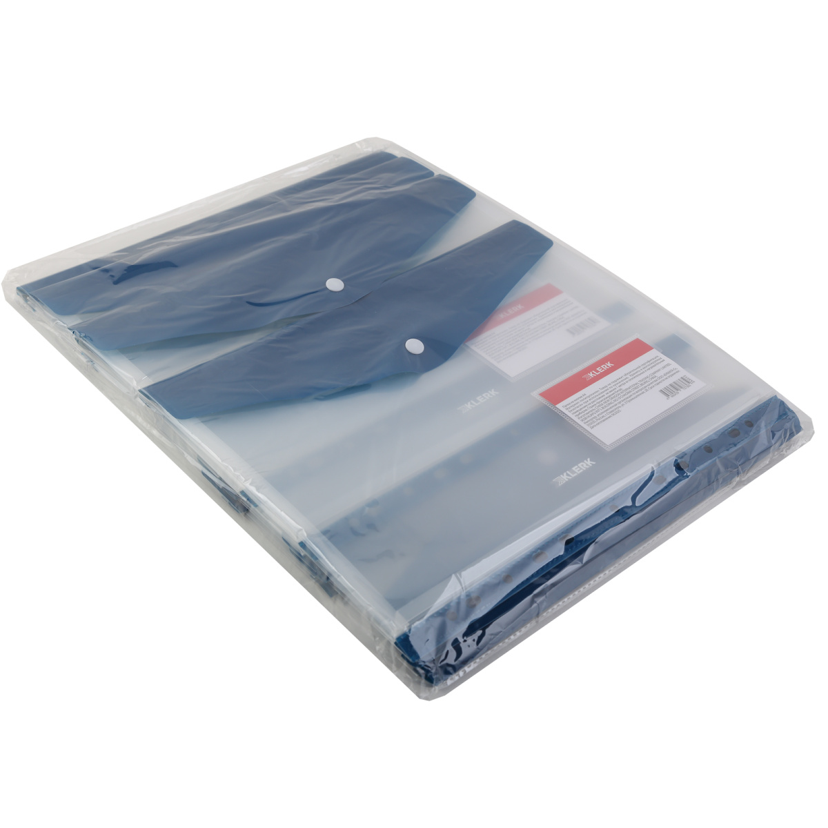 Папка-конверт с кнопк. а4 180мкм klerk прозрач. синяя с расшир.