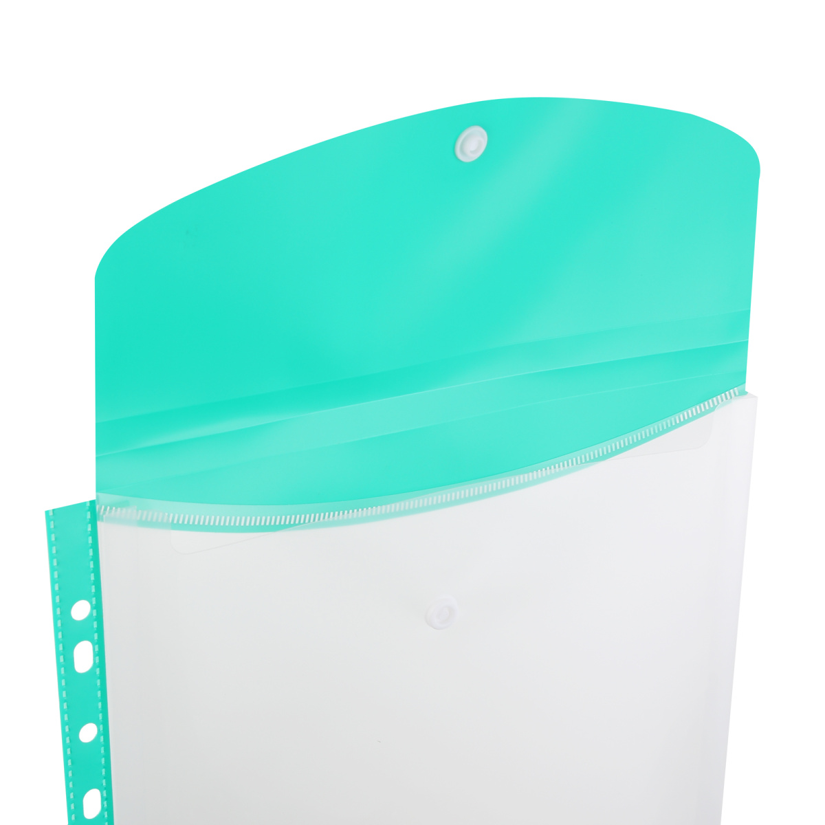 Папка-конверт с кнопк. а4 180мкм klerk прозрач. зелёная с расшир.