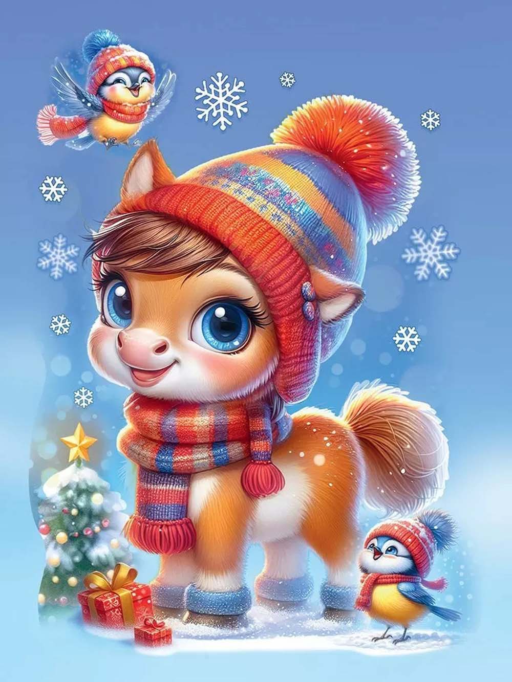 Наклейки витражные "пони в шапочке" (33,2х23,7см) двусторонние