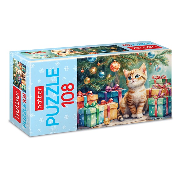 игра пазлы 108 дет. "котик с подарками" (hatber) Игра пазлы 108 дет. "котик с подарками" (hatber)