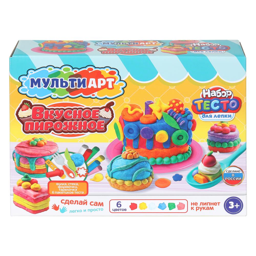 Набор д/творч. с тестом для лепки и формочками "вкусное пирожное" (мульти арт) 24см