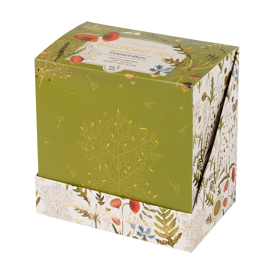 Ручка шар. авт. bruno visconti "dreambox. flora. луговые травы" 0,5мм синяя в футл.