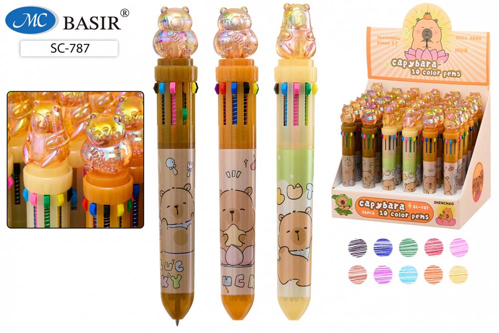 ручка шар. авт. "капибара" 0,7мм 10-цветная асс-т Ручка шар. авт. "капибара" 0,7мм 10-цветная асс-т
