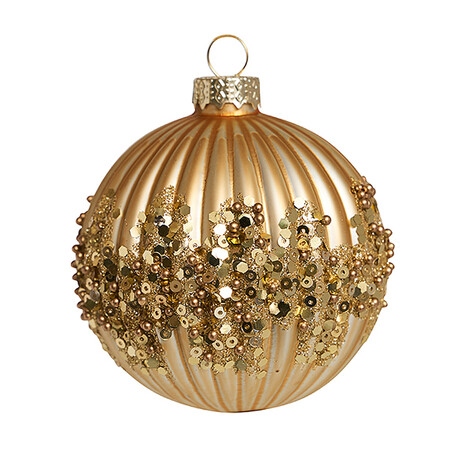 Шар 8см "отблески рождества" золотой (стекло)