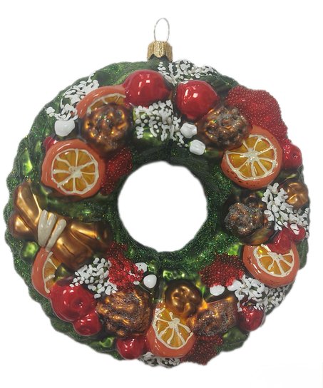 украшение "рождественский венок" 10,5см (стекло) Украшение "рождественский венок" 10,5см (стекло)