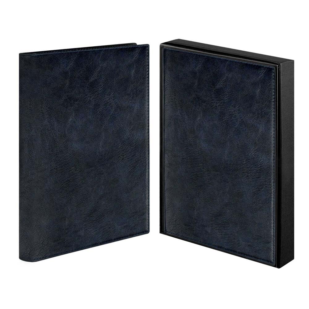 Ежедневник недатир. а5+ escalada "фланстэр" синий с цветным срезом,тонир.блок,клетка,кож.зам.