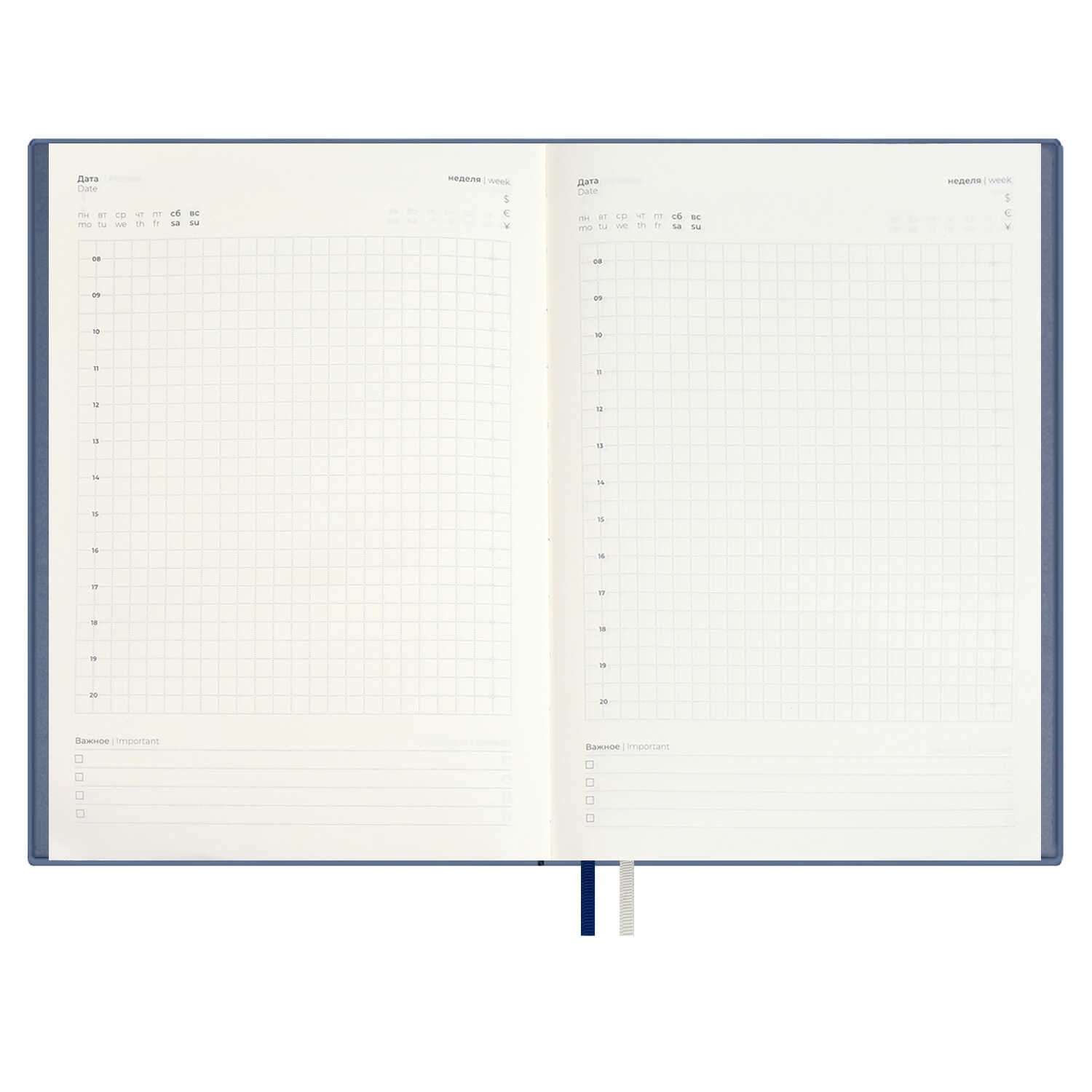 Ежедневник недатир. а5+ escalada "нубук" пепельно-голубой с цветным срезом,тонир.блок,клетка,кож.зам.