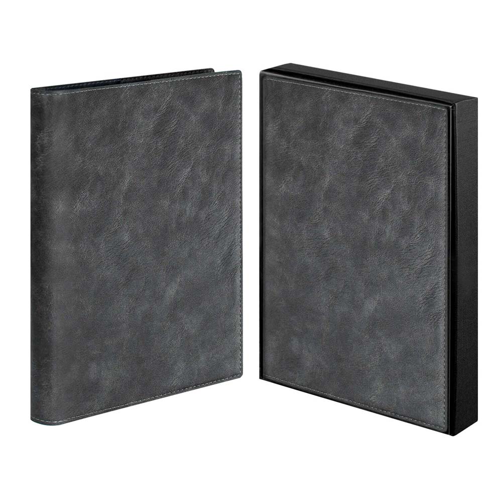 Ежедневник недатир. а5+ escalada "фланстэр" графитовый с цветным срезом,тонир.блок,клетка,кож.зам.