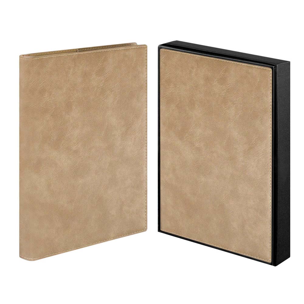 Ежедневник недатир. а5+ escalada "фланстэр" бежевый с цветным срезом,тонир.блок,клетка,кож.зам.