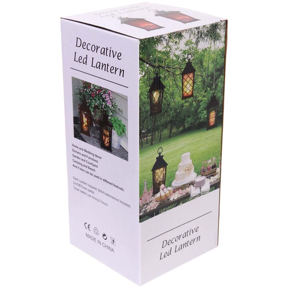 Фигура светодиодная фонарь "огонь" чёрный 13х13х29см на батарейках