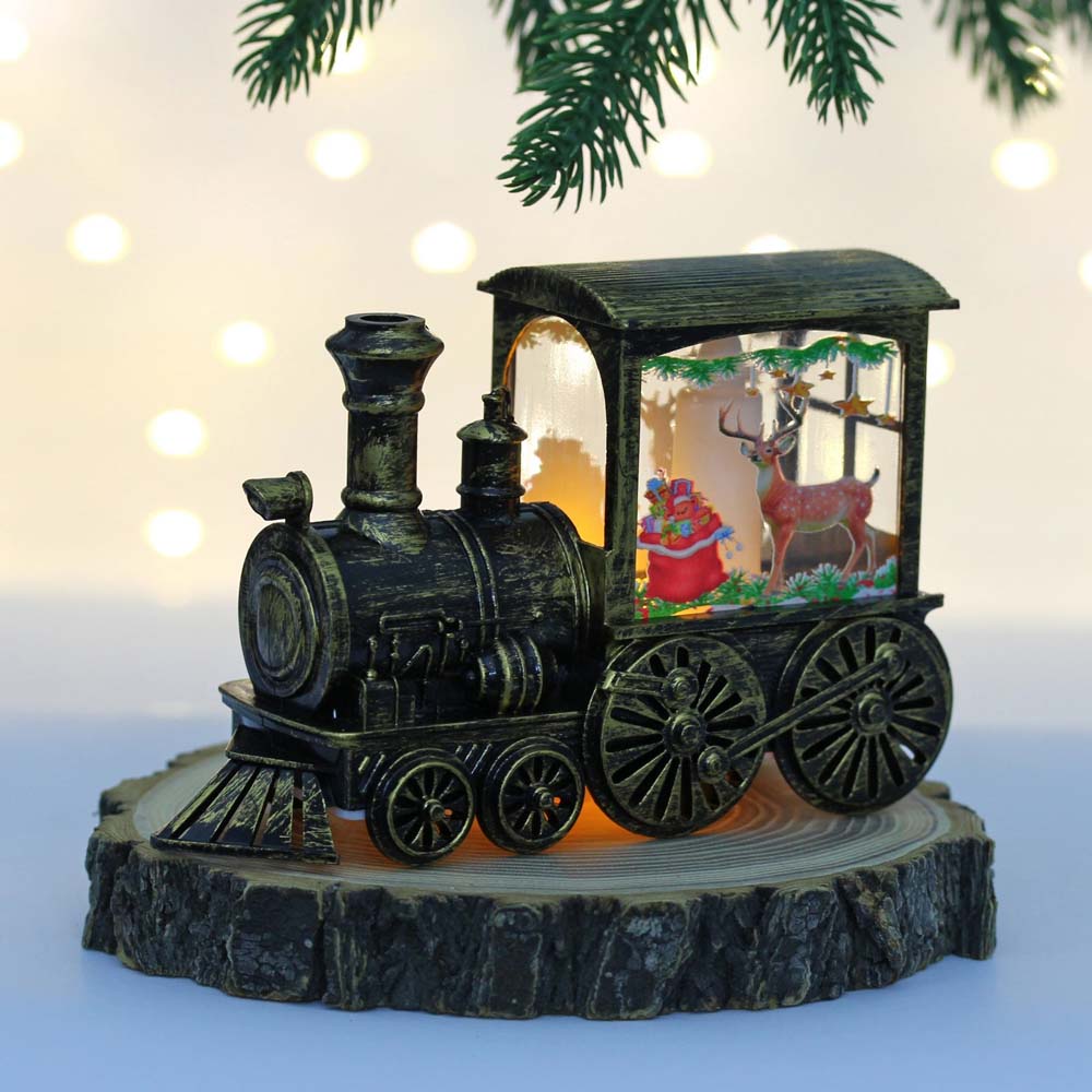 фигура светодиодная "волшебный паровозик" бронза 8х5х14см на батарейках Фигура светодиодная "волшебный паровозик" бронза 8х5х14см на батарейках