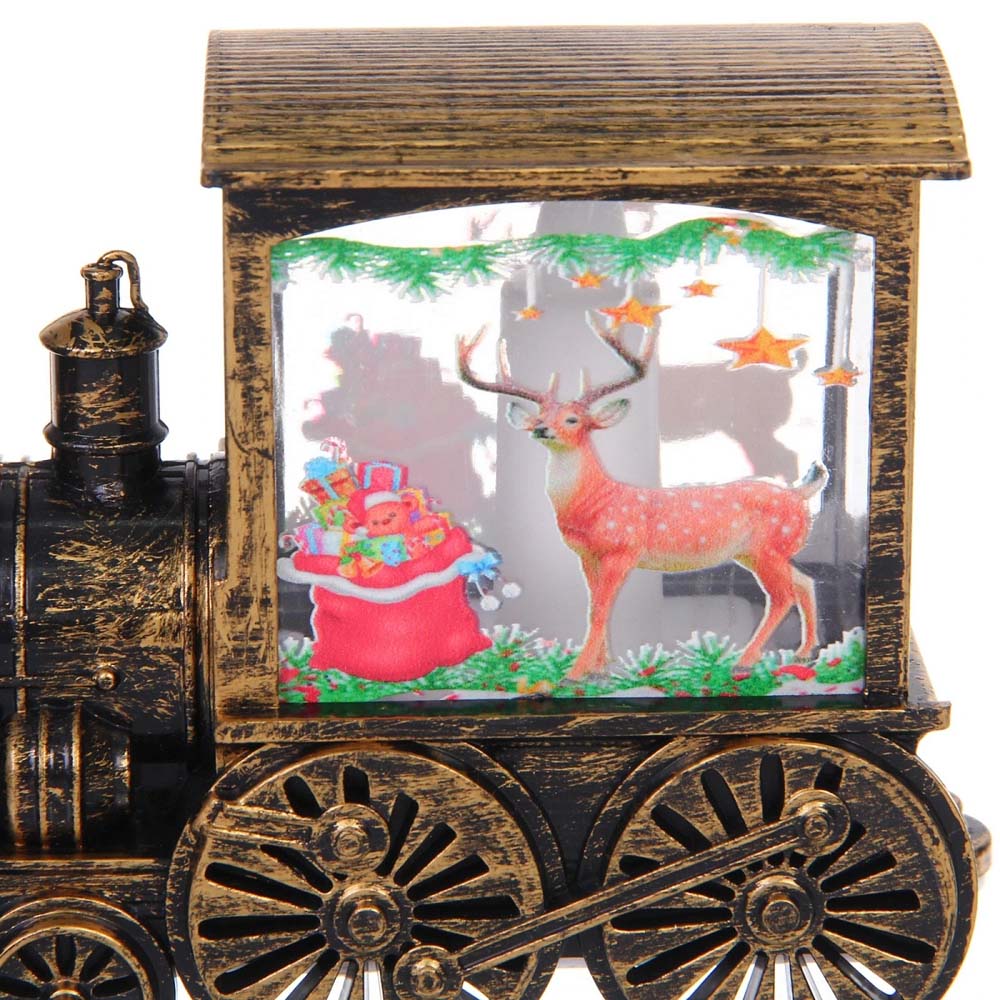 Фигура светодиодная "волшебный паровозик" бронза 8х5х14см на батарейках