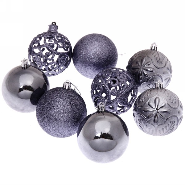 набор шаров 8см 24шт "фактурный микс" графит Набор шаров 8см 24шт "фактурный микс" графит