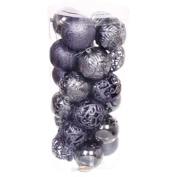 Набор шаров 8см 24шт "фактурный микс" графит