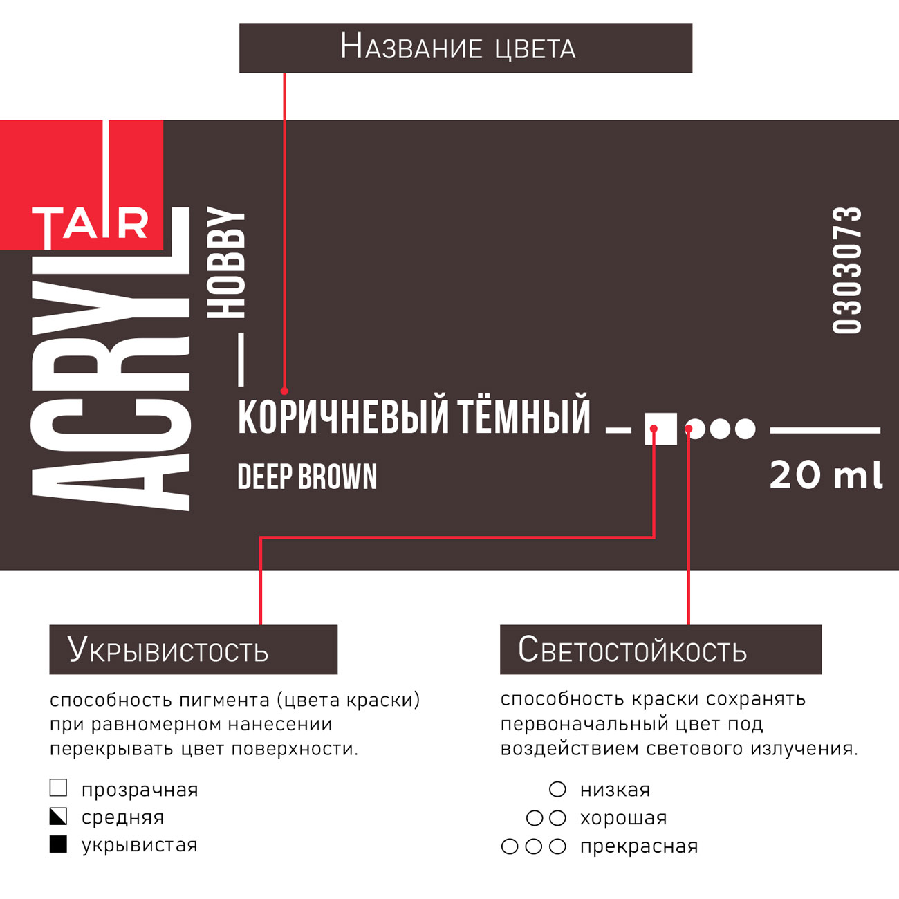 Акрил таир "акрил-хобби" 20мл коричневый темный