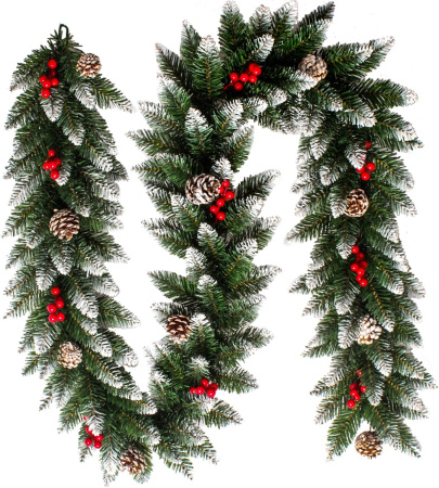гирлянда хвойная заснеженная с ягодами и шишками 200х30х15см Гирлянда хвойная заснеженная с ягодами и шишками 200х30х15см
