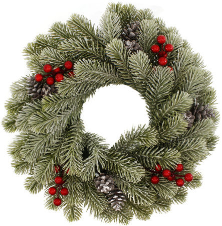 венок хвойный "классика" с ягодами и шишками d40см Венок хвойный "классика" с ягодами и шишками d40см