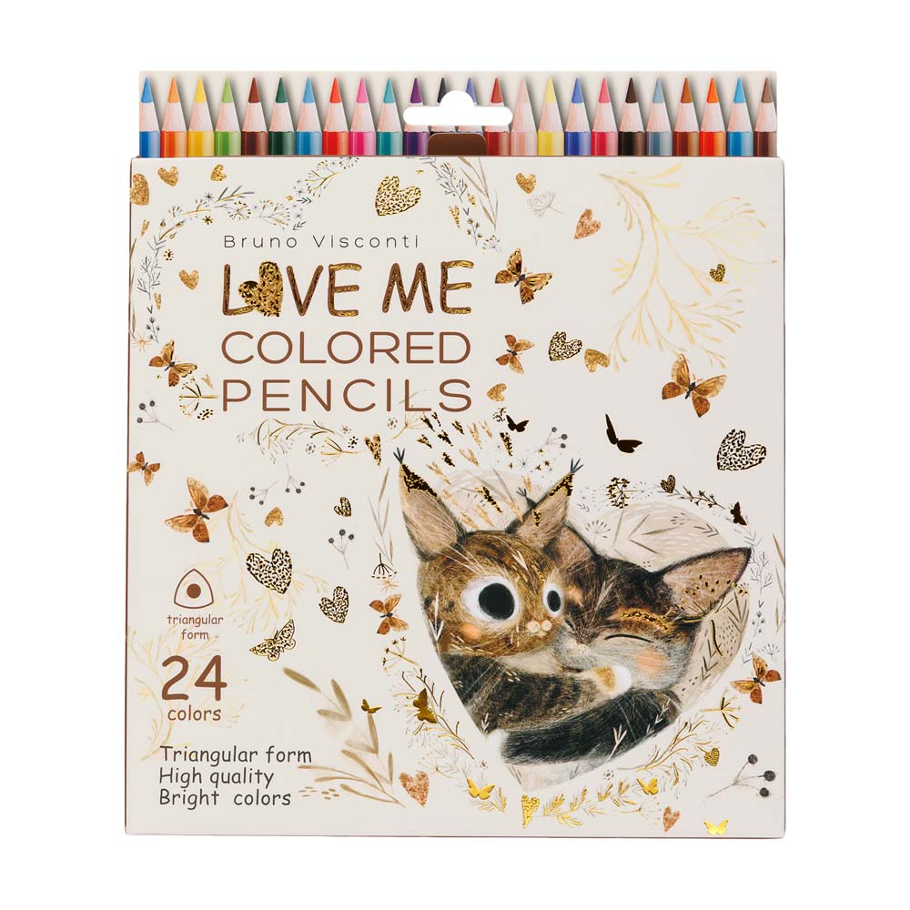 карандаши цветные bruno visconti "love me. котики приносят счастье" 24цв. трёхгран. Карандаши цветные bruno visconti "love me. котики приносят счастье" 24цв. трёхгран.