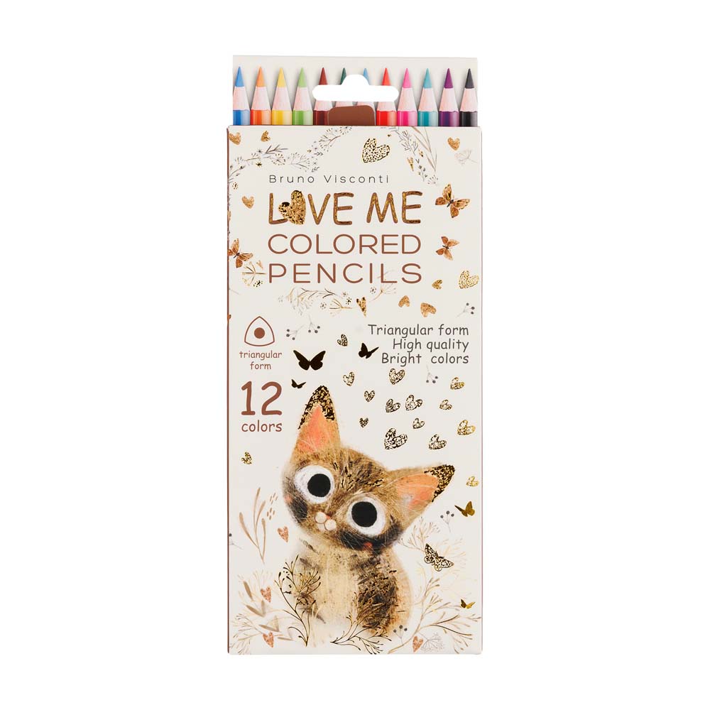 карандаши цветные bruno visconti "love me. милый котик" 12цв. трёхгран. Карандаши цветные bruno visconti "love me. милый котик" 12цв. трёхгран.
