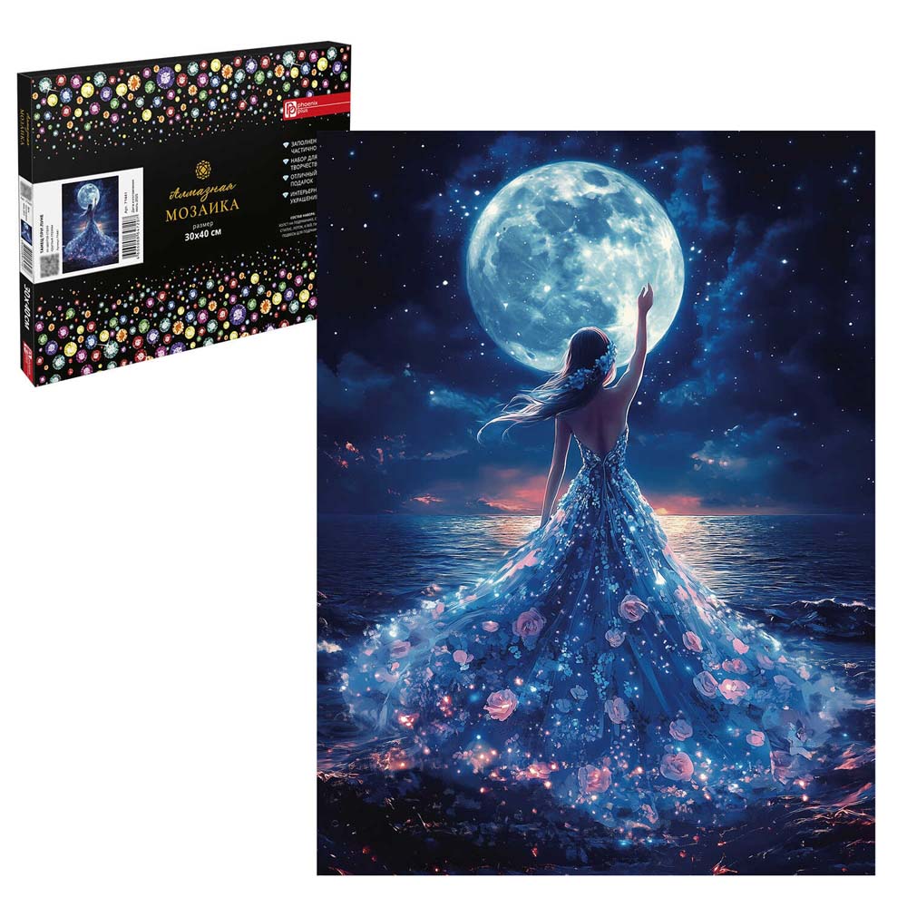 Набор д/творч. алмазная мозаика 30х40см частичная выкладка на подрамнике "танец при луне" (феникс+)