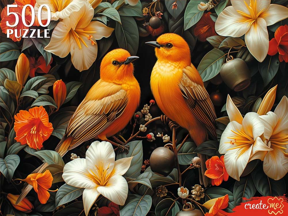 Пазлы 500 дет. "золотые птицы" (рыжий кот)
