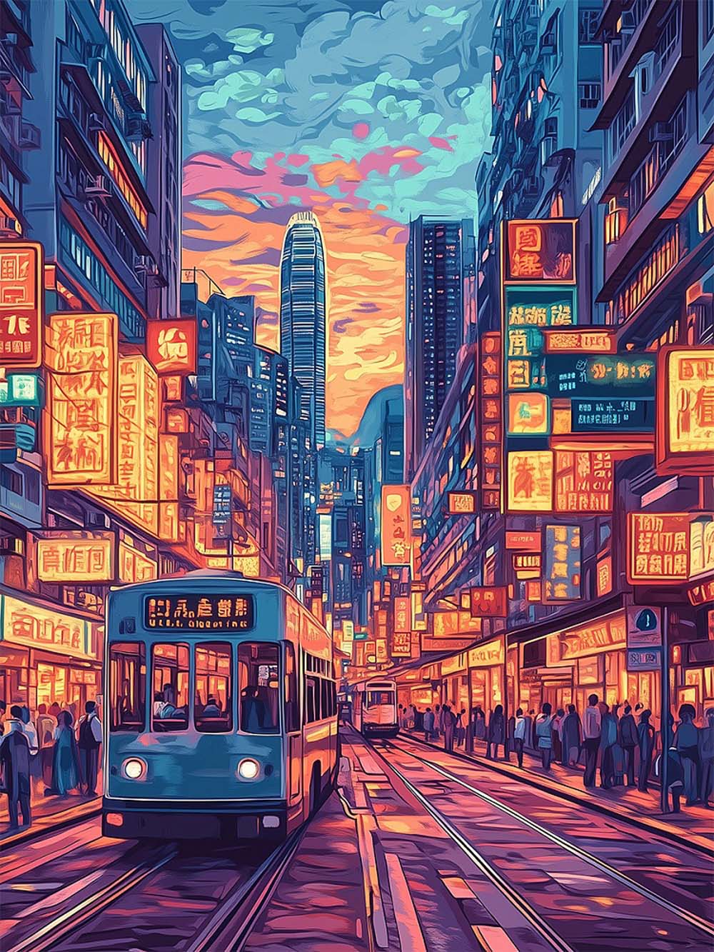 набор д/творч. картина по номерам 30х40см "ночной азиатский город" (рыжий кот) Набор д/творч. картина по номерам 30х40см "ночной азиатский город" (рыжий кот)