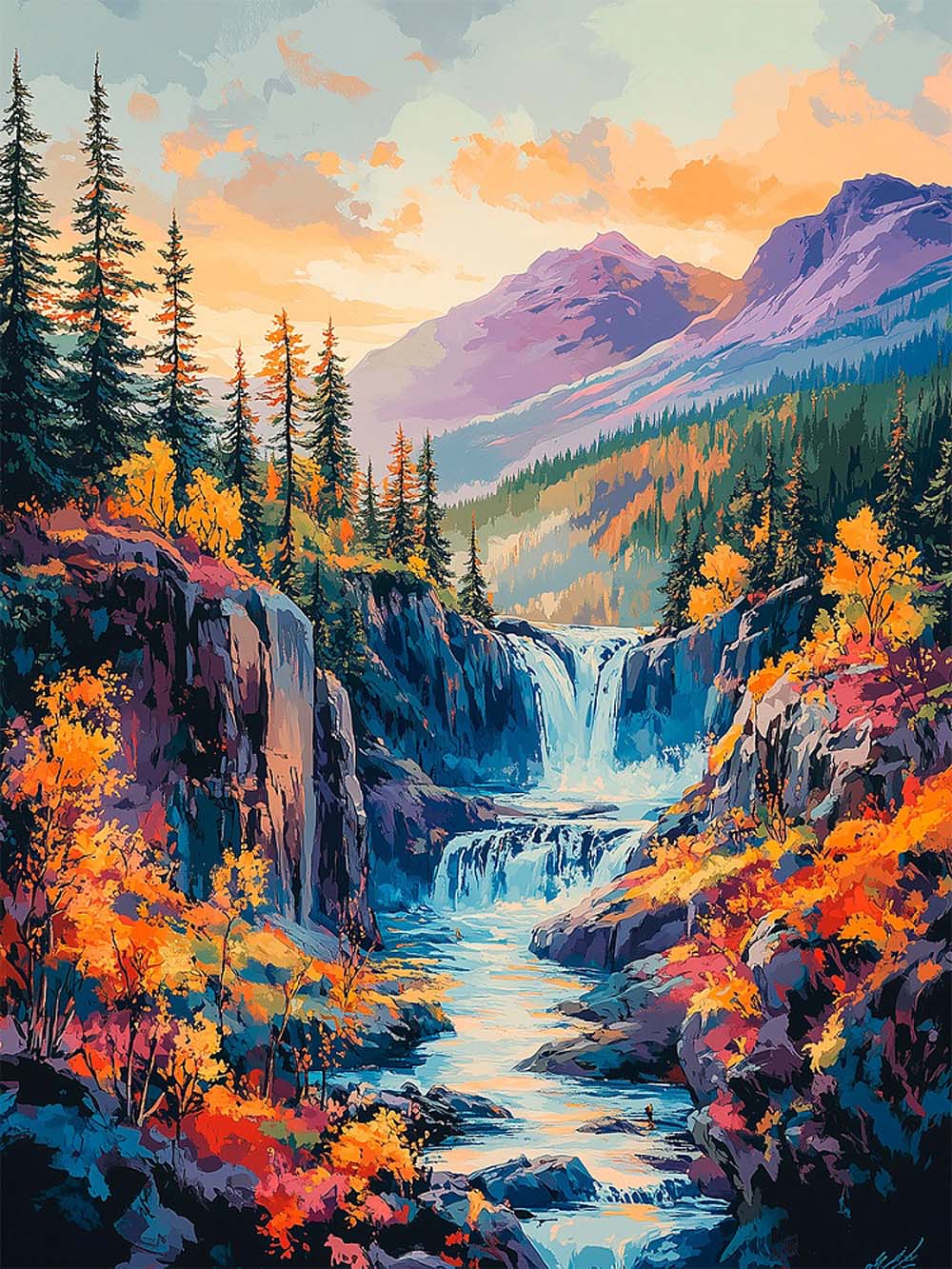 набор д/творч. картина по номерам 30х40см "осень в горах" (рыжий кот) Набор д/творч. картина по номерам 30х40см "осень в горах" (рыжий кот)