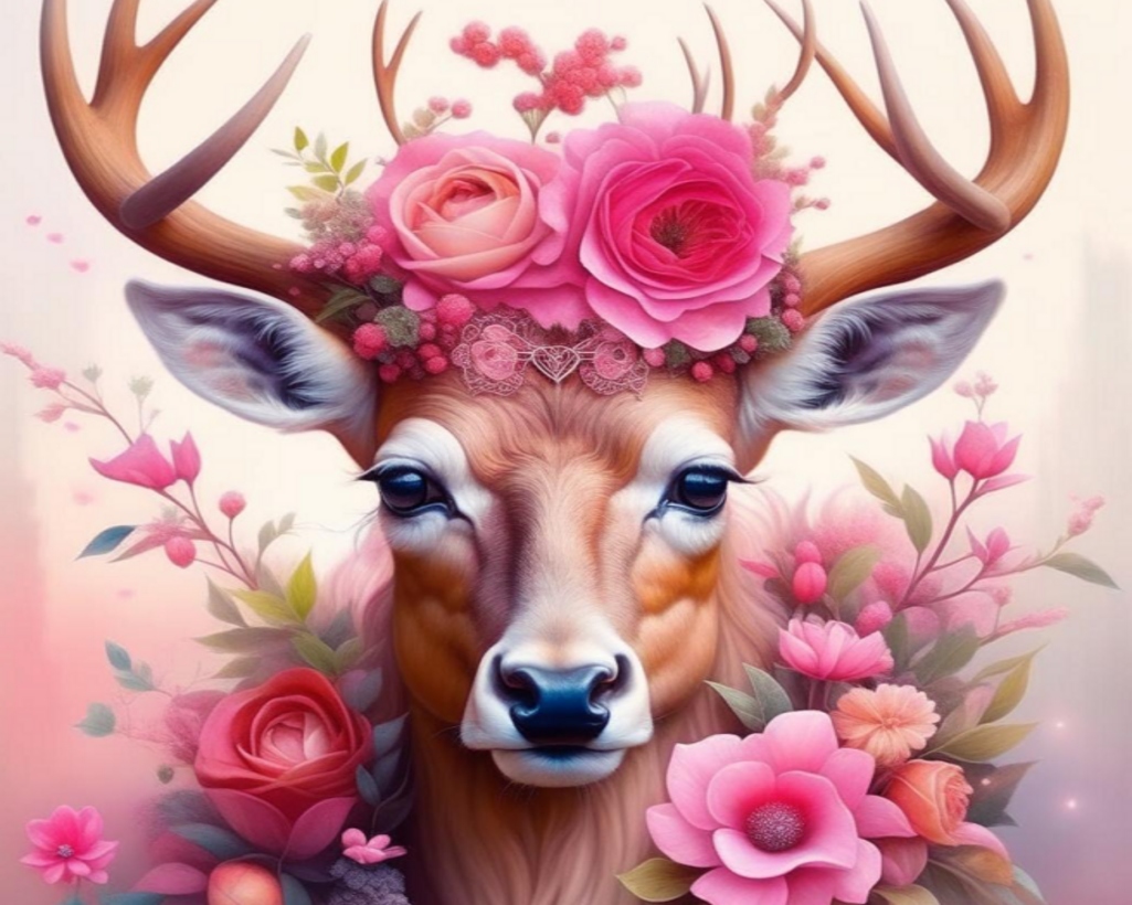 набор д/творч. картина по номерам 40х50см "олень в цветах" Набор д/творч. картина по номерам 40х50см "олень в цветах"