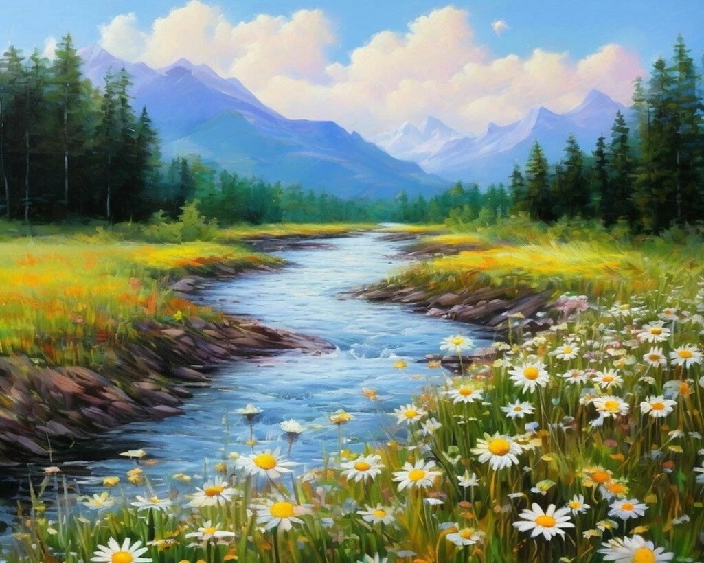 набор д/творч. картина по номерам 40х50см "ромашки у реки" Набор д/творч. картина по номерам 40х50см "ромашки у реки"