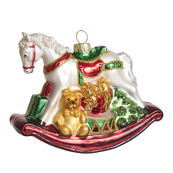украшение "лошадка-качалка" 7,5х6,5х10см (стекло) б/уп Украшение "лошадка-качалка" 7,5х6,5х10см (стекло) б/уп