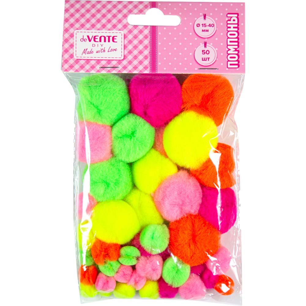 Набор д/творч. помпоны devente "diy" 50шт. цветные