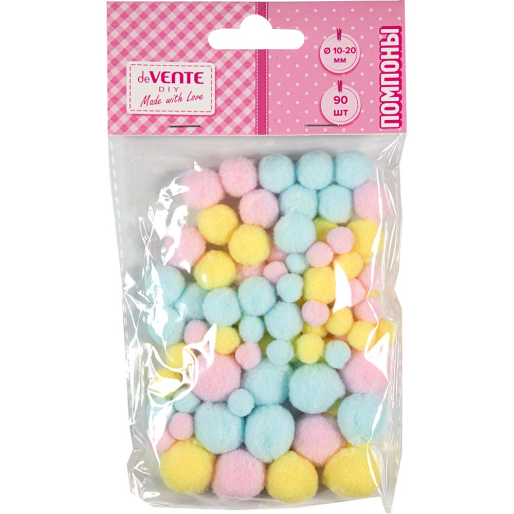 Набор д/творч. помпоны devente "diy" 90шт. цветные
