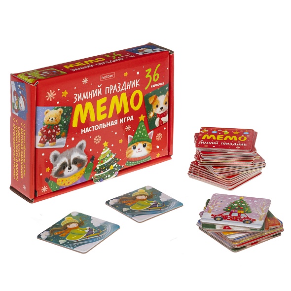 Игра мемо "зимний праздник" 36 карточек (hatber)