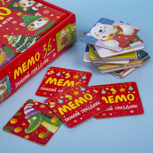 Игра мемо "зимний праздник" 36 карточек (hatber)