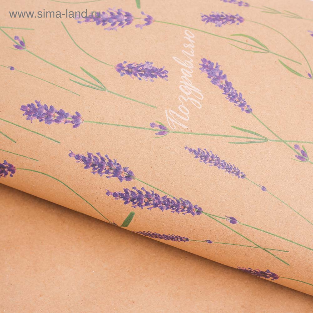 Бумага упаковочная крафт 50х70см "лаванда "