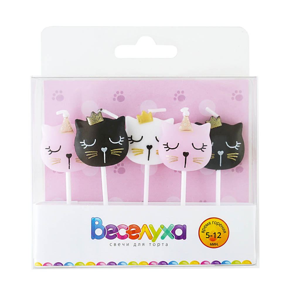 набор свечей для торта 5шт "кошка мэри" 6см Набор свечей для торта 5шт "кошка мэри" 6см