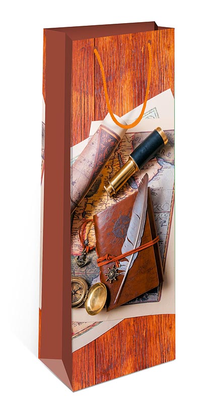 пакет подарочный под бутылку "заметки путешественника" (12х36х8см) Пакет подарочный под бутылку "заметки путешественника" (12х36х8см)