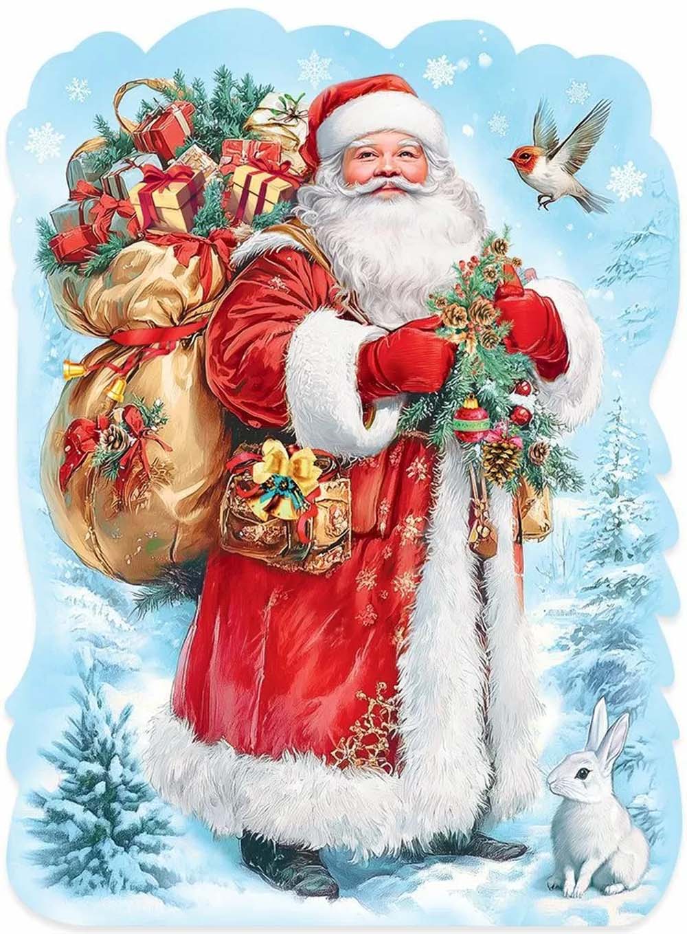 плакат фигурный "дед мороз с подарками" 596х440мм Плакат фигурный "дед мороз с подарками" 596х440мм